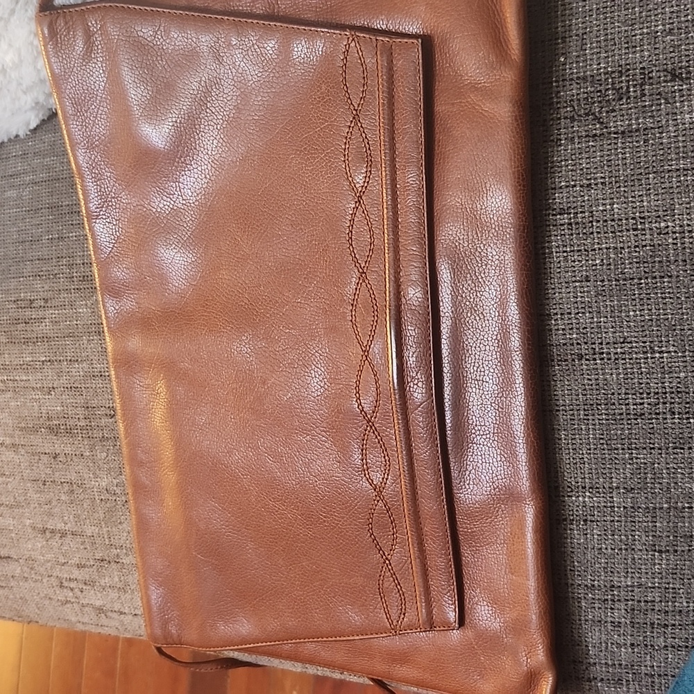 Loewe Brown Leather Fold-Over Clutch